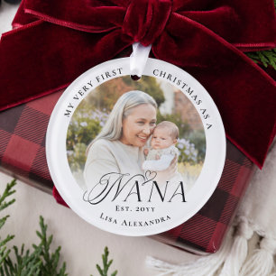 First Christmas As Nana Personalised Baby Photo Ornament