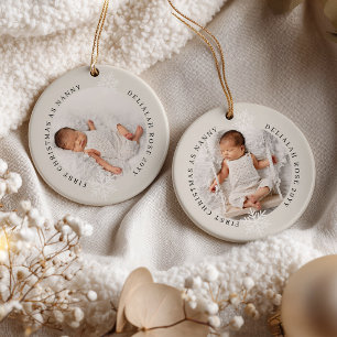 First Christmas as Nanny 2 Photo Personalised Ceramic Tree Decoration