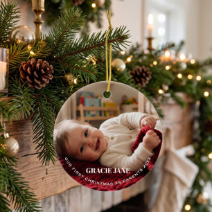 First Christmas as New Parents Baby Photo  Ceramic Tree Decoration