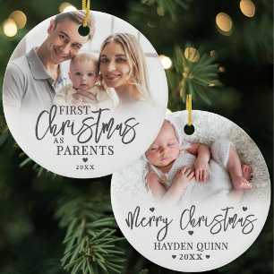 First Christmas As Parents Baby Photo Ceramic Tree Decoration