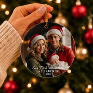 First Christmas as Parents for New Mum and Dad Ceramic Tree Decoration
