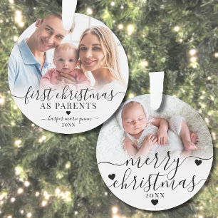 First Christmas As Parents New Baby 2 Photo Ornament