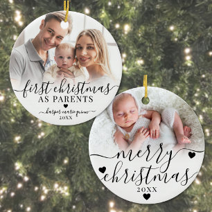 First Christmas As Parents New Baby Photo Ceramic Tree Decoration
