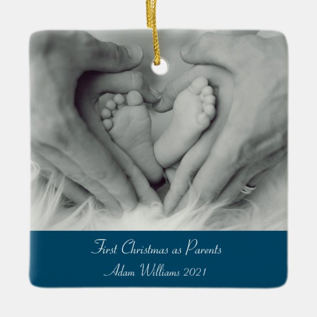 First Christmas as Parents Personalised Ceramic Ornament (Front)