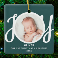 First Christmas As Parents Photo Green Keepsake