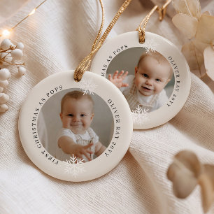 First Christmas as Pops 2 Photo Personalised Ceramic Tree Decoration