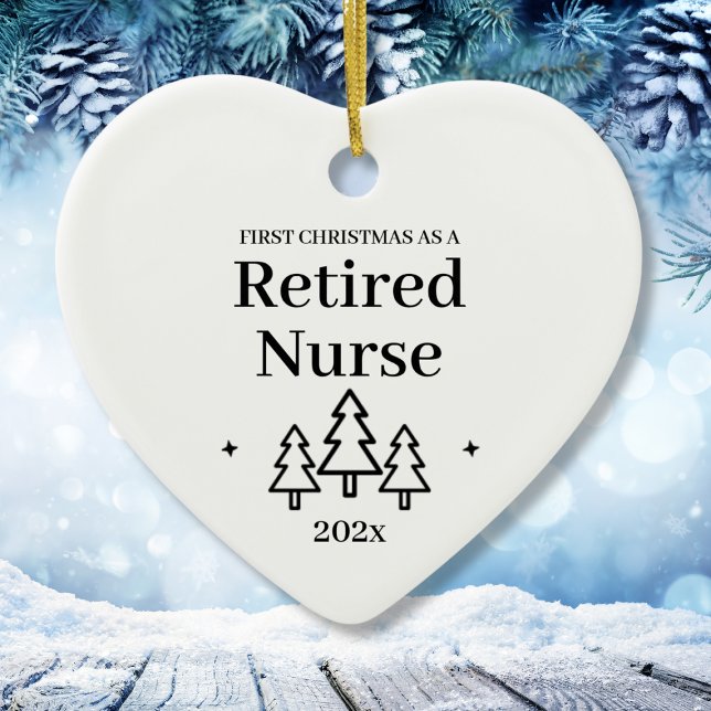 First Christmas As Retired Nurse Heart Ceramic Tree Decoration (First Christmas As Retired Nurse Heart Ceramic Ornament
)