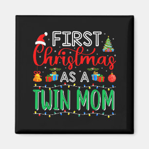 First Christmas As Twin Mom Family Matching New Tw Magnet