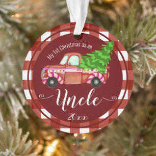 First Christmas as Uncle Red Truck Photo Ornament