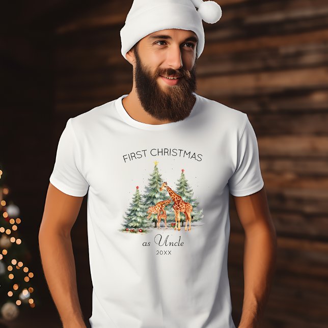 First Christmas as Uncle Year Cute Giraffes Family T-Shirt (Creator Uploaded)