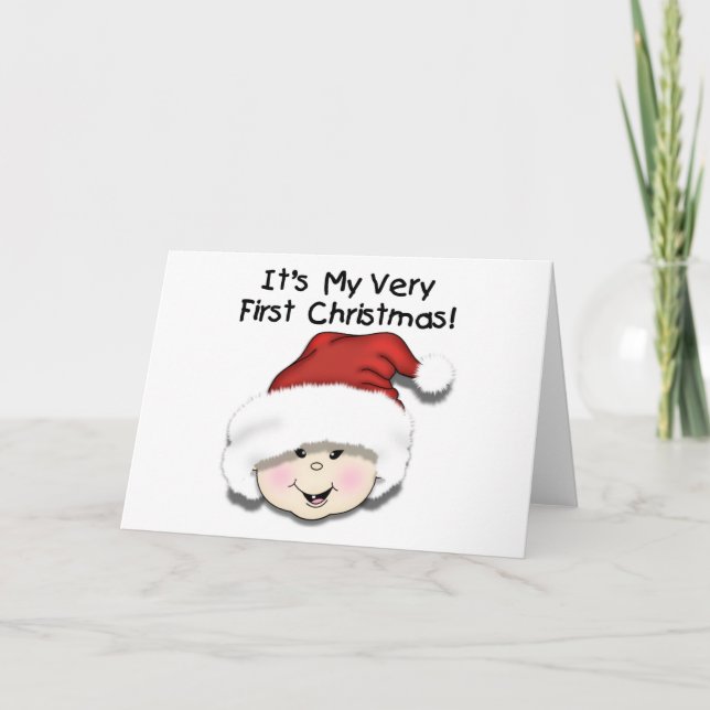 First Christmas Asian Baby Tshirts and Gifts Holiday Card (Front)