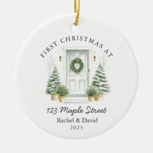 First Christmas at New Address – Red Door Ceramic Tree Decoration