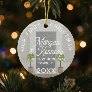 First Christmas at New Home Name Address Ornament