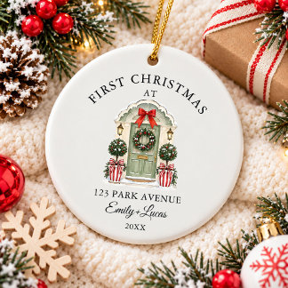 First Christmas at Our New Home Address Front Door Ceramic Tree Decoration