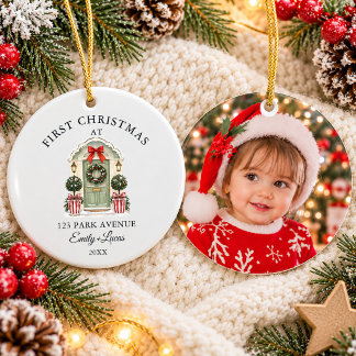 First Christmas at Our New Home Address Photo Ceramic Tree Decoration