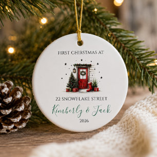 First Christmas at Our New Home Personalised Chr Ceramic Tree Decoration