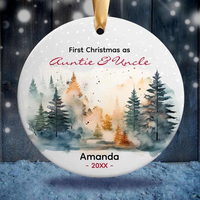 First Christmas auntie and uncle cute Ceramic Tree Decoration (Creator Uploaded)