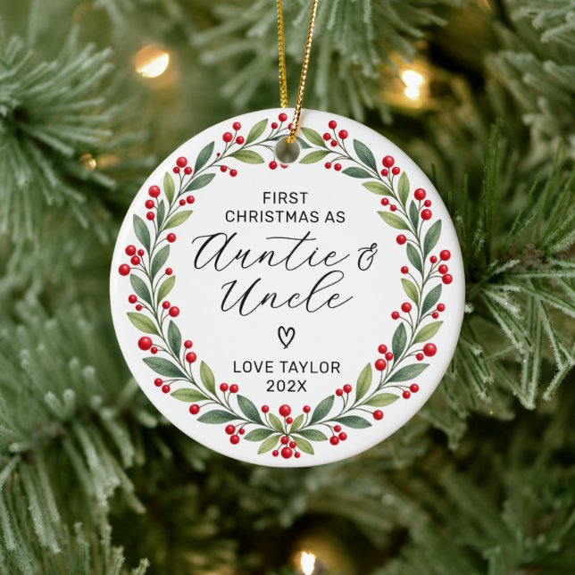 First Christmas Auntie Uncle Keepsake Ceramic Tree Decoration (Tree)