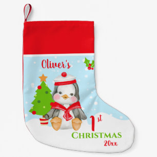 First Christmas Baby Boy Penguin Small Christmas Stocking