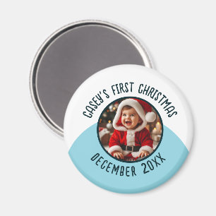 First Christmas Baby Custom Photo Add Name Magnet