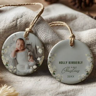 First Christmas Baby Frame Photo Ceramic Tree Decoration