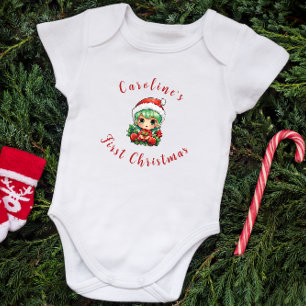 First Christmas Baby Girl Elf Personalized Bodysuit