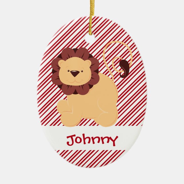 First Christmas Baby Lion Custom Ceramic Tree Decoration (Front)