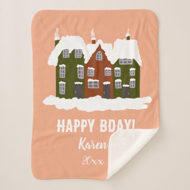 First Christmas Baby Modern Holyday Sherpa Blanket (Front)