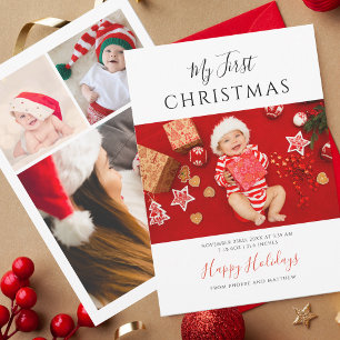 First Christmas Baby Photo Collage Holiday Card