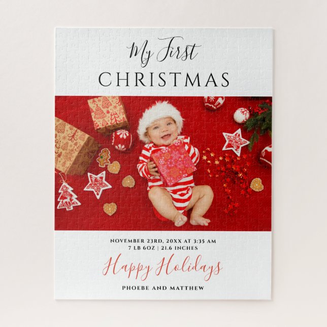 First Christmas Baby Photo Collage Jigsaw Puzzle (Vertical)