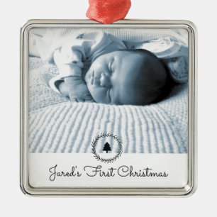 First Christmas Baby Photo Keepsake Metal Tree Decoration