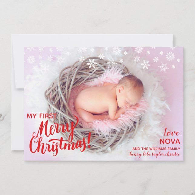 First Christmas Baby Photo Script Holiday (Front)
