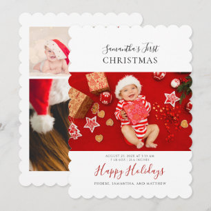 First Christmas Baby Photos Elegant Holiday Card