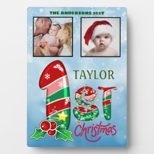 First Christmas Baby Two Photos Custom Photo Plaque