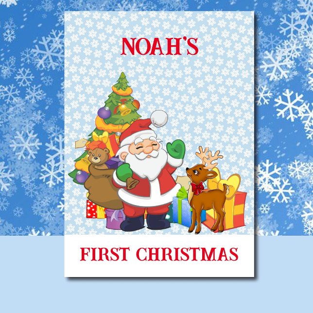  First Christmas Baby's Personalise Name Cute Holiday Card (Creator Uploaded)