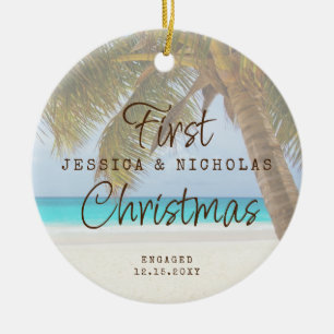 First Christmas Beach Engagement Palm Tree Ceramic Ceramic Tree Decoration