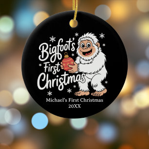First Christmas BigFoot Sasquatch Funny Custom Ceramic Tree Decoration