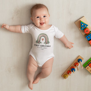 First Christmas Boho Rainbow Baby Bodysuit