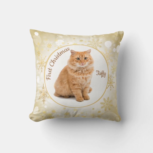 First Christmas Cat Pet Ornament Cushion (Front)