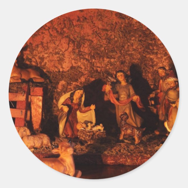 FIRST CHRISTMAS CLASSIC ROUND STICKER (Front)