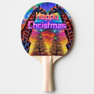 First Christmas Colourful Rainbow Africa Giraffe Ping Pong Paddle