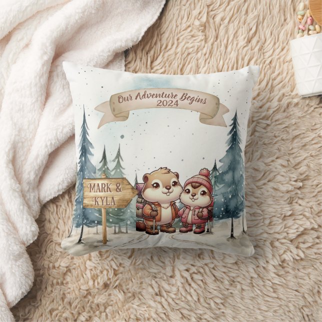 First Christmas Couple Christmas Newlywed Ornament Cushion (Blanket)