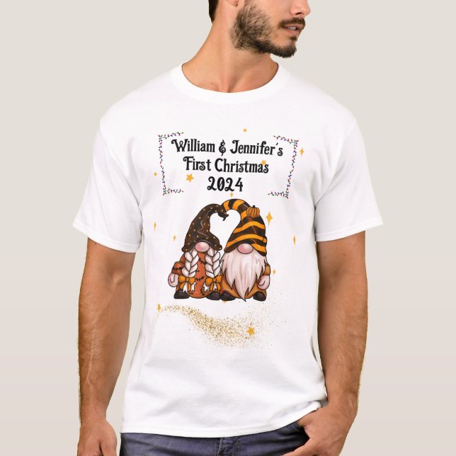 First Christmas couples Gnome T-shirt (Front)