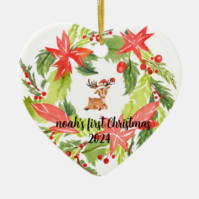 First Christmas custom baby name ornaments  (Front)