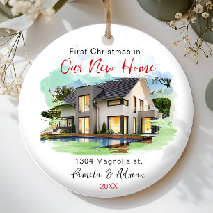 first christmas Custom house photo Ceramic Tree Decoration