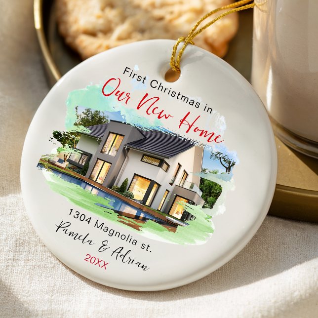 first christmas Custom house photo Ceramic Tree Decoration (Creator Uploaded)