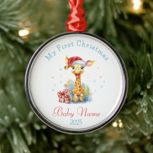 First Christmas Custom Name Baby Giraffe Keepsake