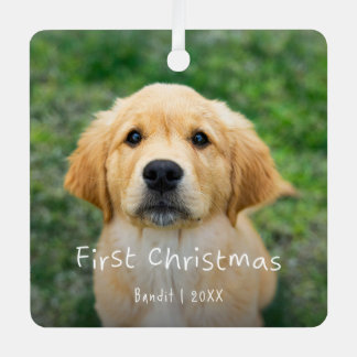 First Christmas Custom Pet Photo Metal Tree Decoration