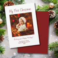 First Christmas Cute Baby Photo Festive Typography