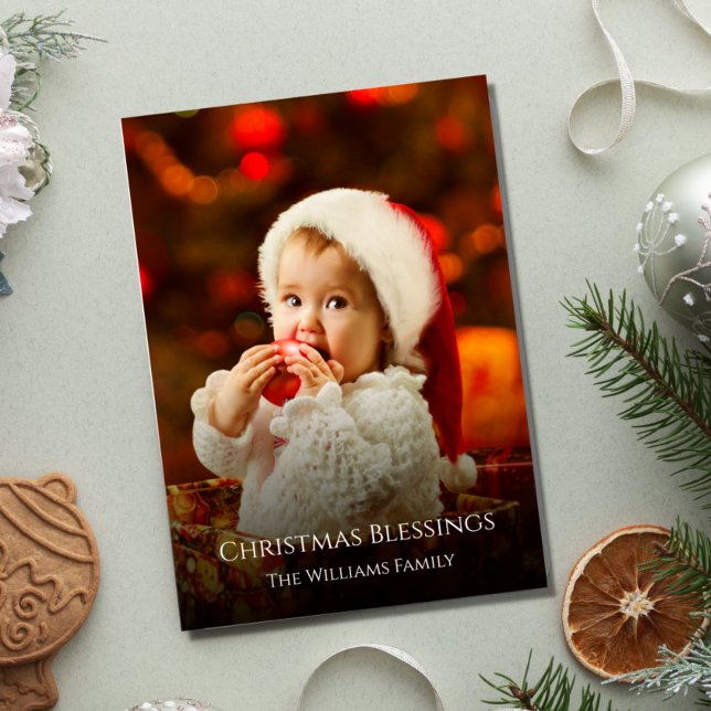 First Christmas Cute Baby Photo Santa  Holiday Card (Creator Uploaded)
